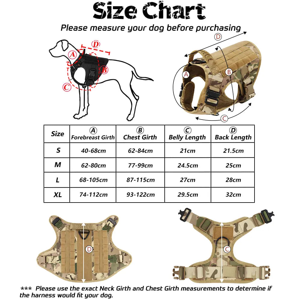 Military Large Dog ,Harness, Collar, Leash, Bags,