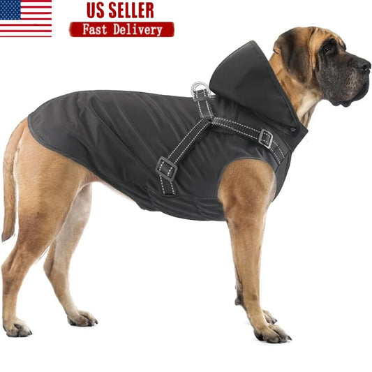 Reflective Waterproof Dog Raincoat Adjustable Hooded Easy Wear Rain Gear