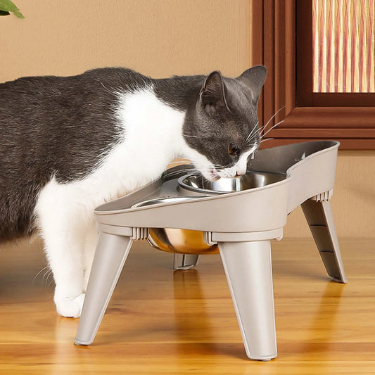 Stainless Steel Elevated Cat or Dog Bowl Non-Slip and No Spill Design for Small Medium Large Dogs