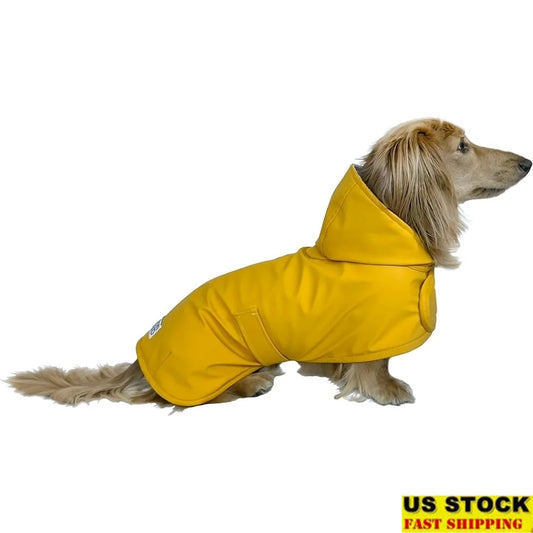 Dachshund Raincoat Long Dog Waterproof Jacket Adjustable Chest Belly Harness