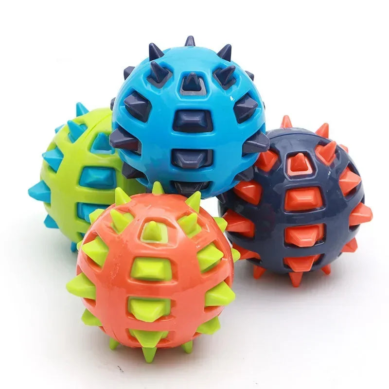 Dog Chew Toy 12cm ball with TPR Spikes, Molar Cleaning, Indestructible, Interactive,