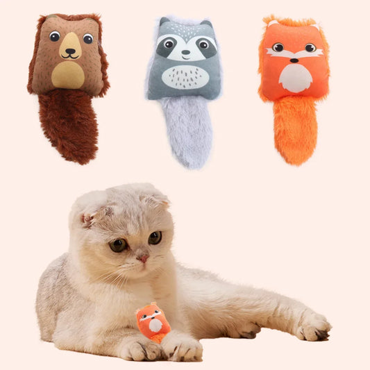 Cartoon fox shaped cat toy cute little raccoon squirrel nibbling toy