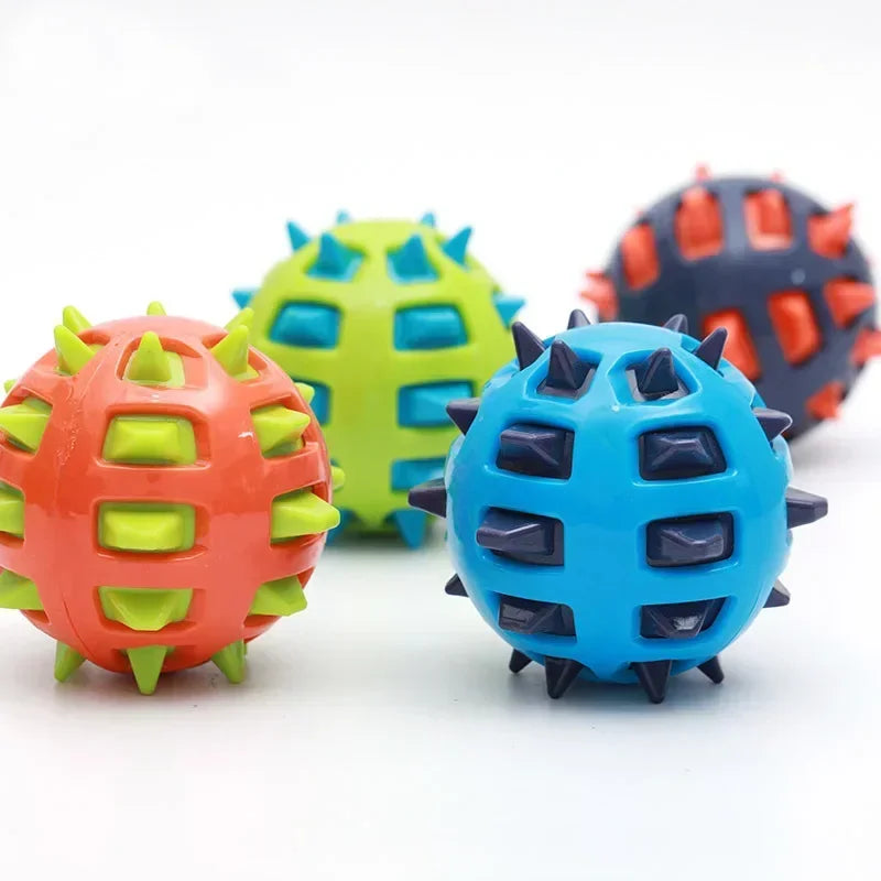 Dog Chew Toy 12cm ball with TPR Spikes, Molar Cleaning, Indestructible, Interactive,
