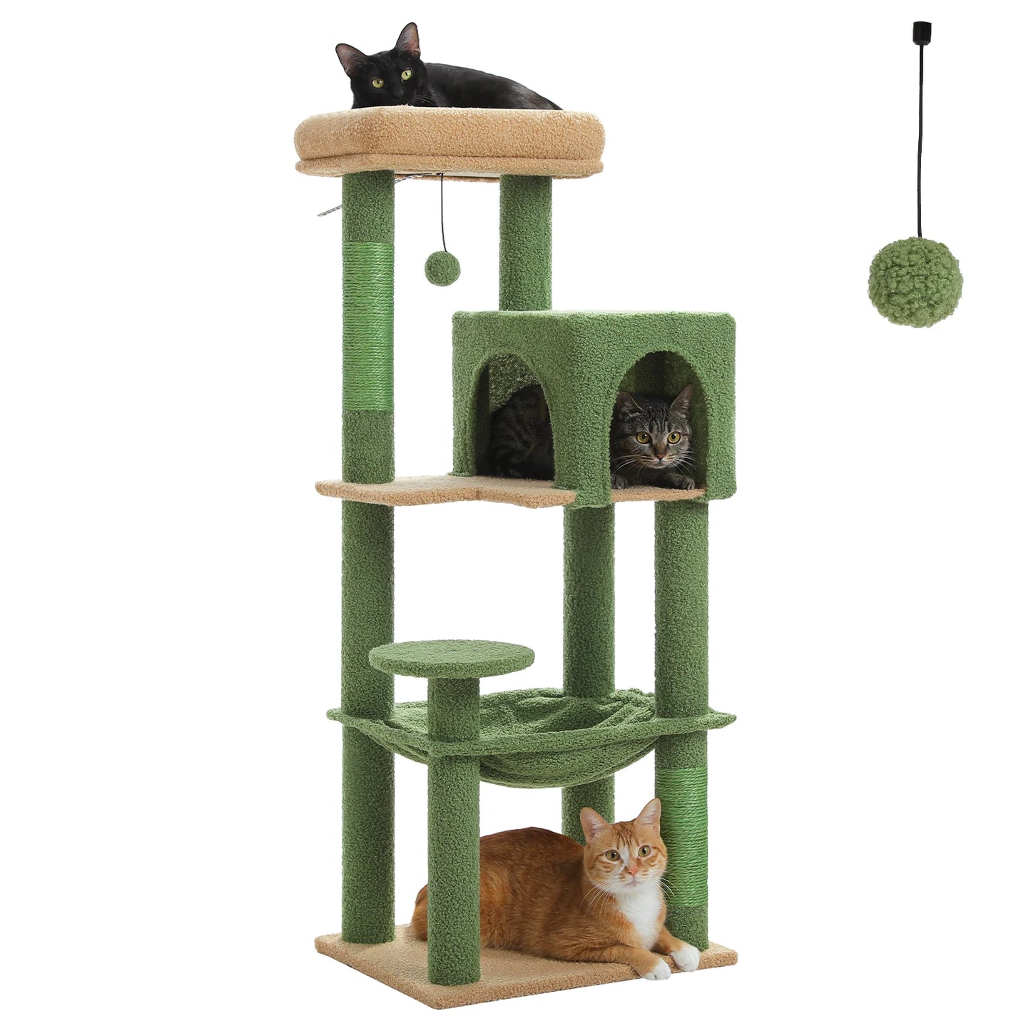 Multi-Level Cat Tree with Sisal Scratching Posts, Cozy Condo and a Big Hammock