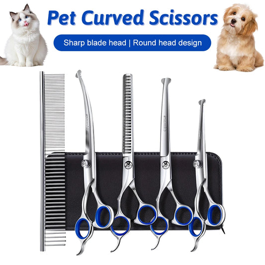 Professional 4CR Stainless Steel 7Pcs/set Scissors for Dog Grooming