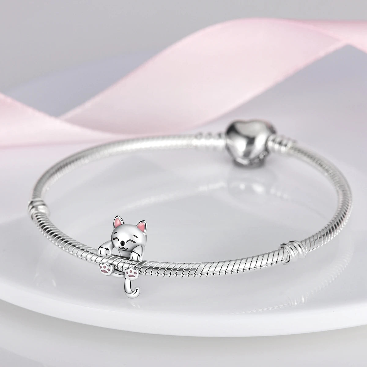 Hot 925 Sterling Silver Cute Cat Paw Print Animal Series Charms Beads Fit Original Pandora Bracelets S925 DIY Jewelry Fine Gifts