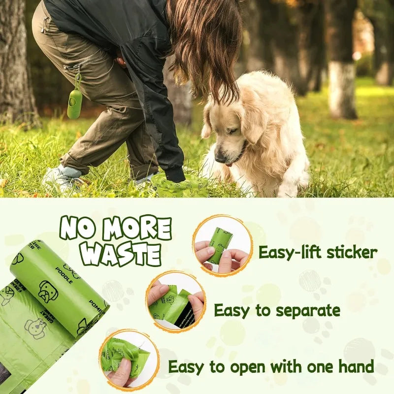 Dog Poop Bag Set with Dispenser & Leash Clip,