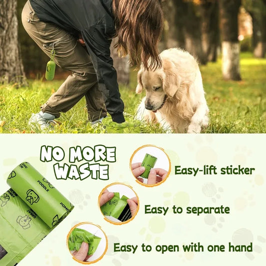 Dog Poop Bag Set with Dispenser & Leash Clip,