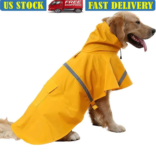 Large Dog Raincoat Poncho With Reflective Strip