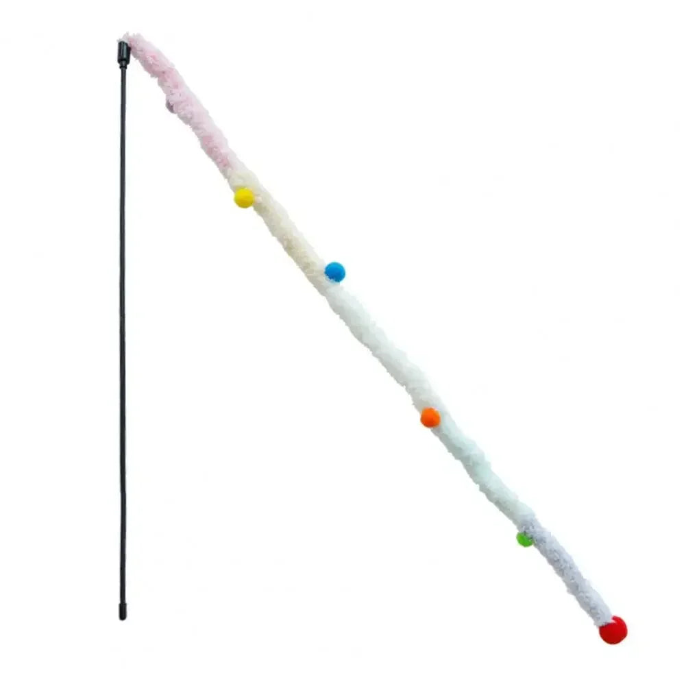 Teaser Wand Toy Cat Teaser Stick with Long Handle, Soft Plush Ball, Bite-resistant