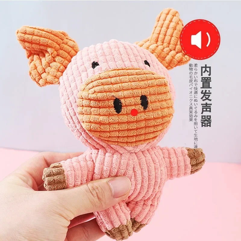 Bite Resistant  Cute Animal Shape Lion Rabbit Squeaky Toys