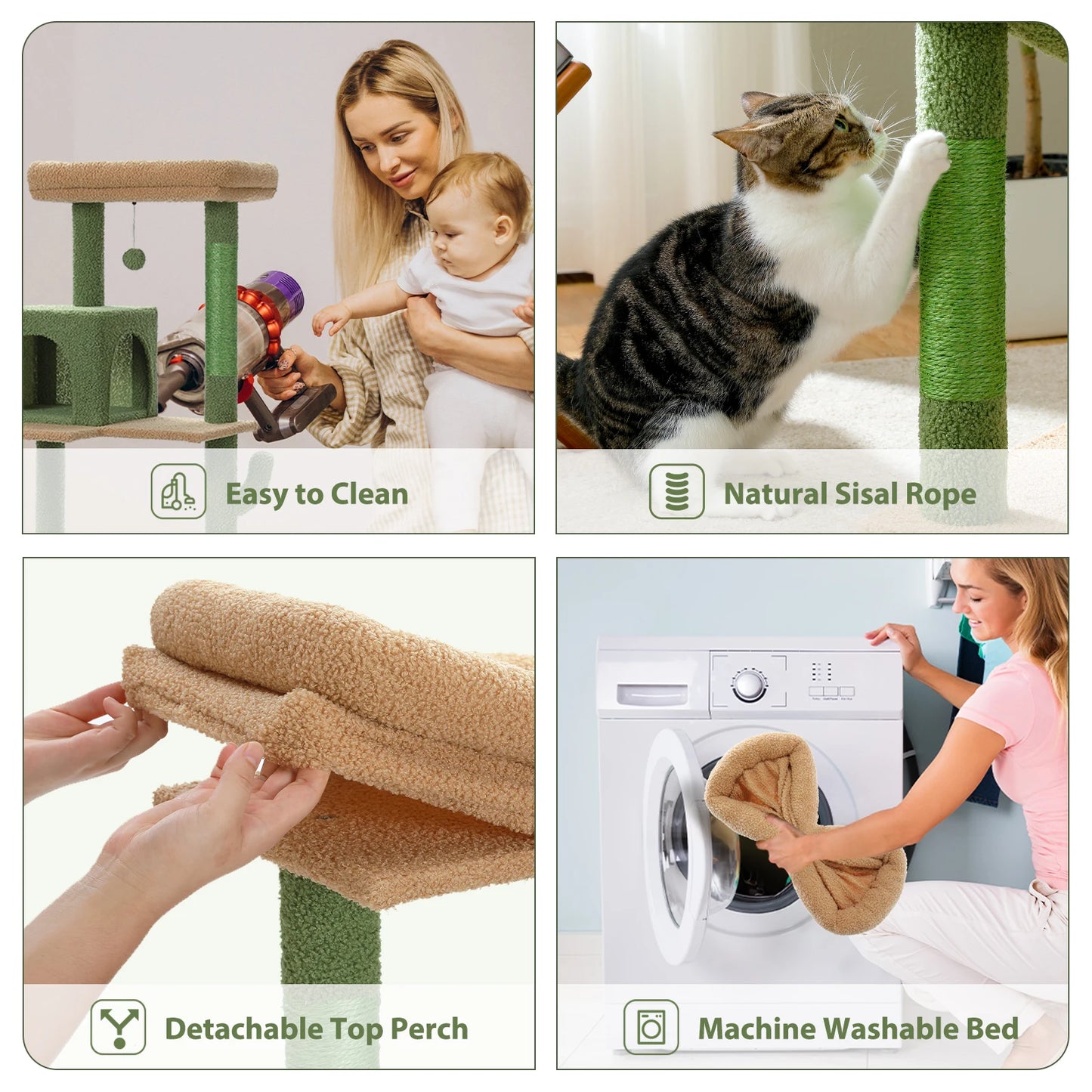 Cat Tree Tower for Large Cats, Plush Big Hammock, with 2 Door Condo House and Large Top Perch