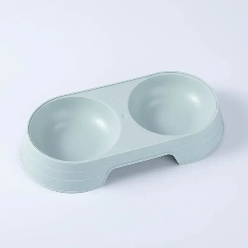 Pet Double Bowl Plastic Kitten Dog Puppy