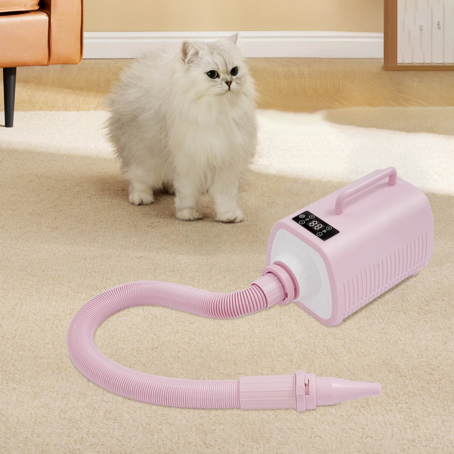 2100W Dog Grooming Blow Dryer With 9 Speed Adjustments (77-140℉) Led Display, 3 Nozzles For Dogs
