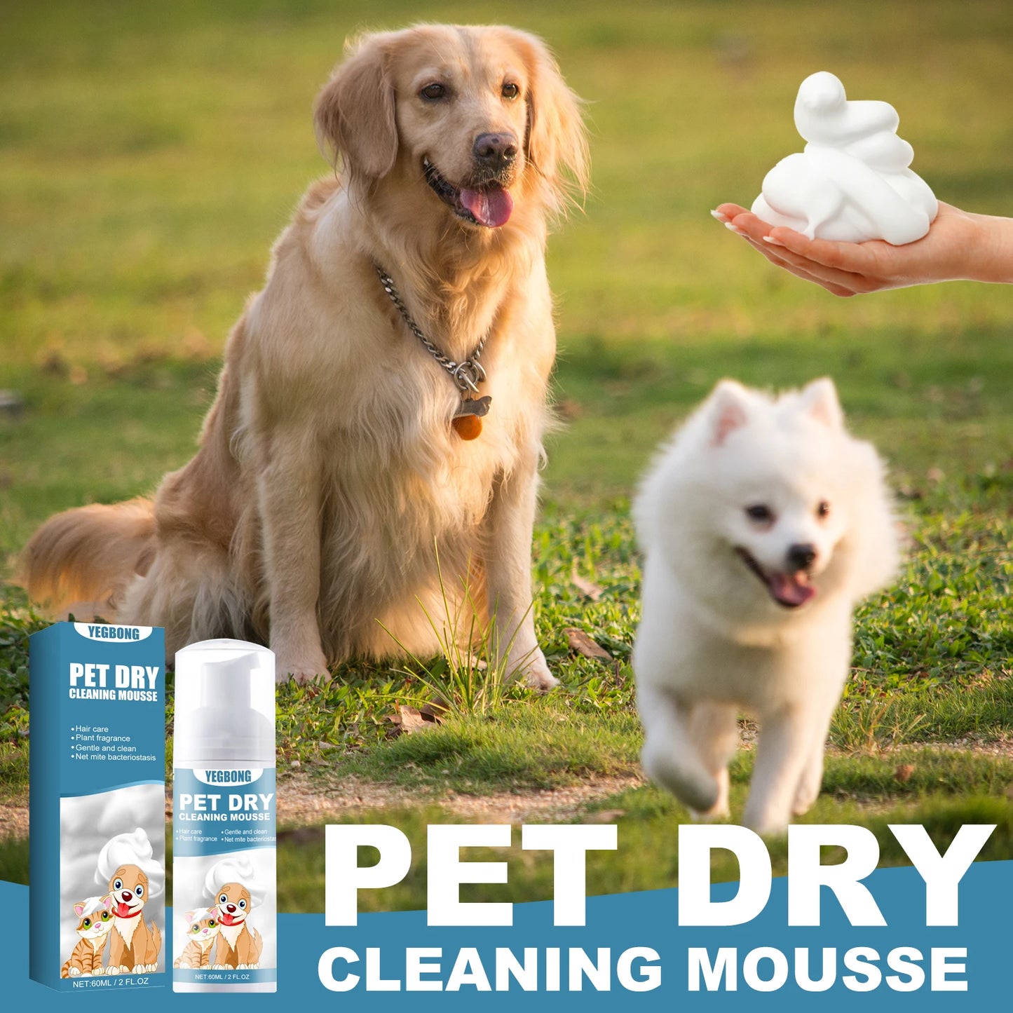 Waterless Mousse Spray for Small Animals Non-irritating Remove Bad Odors Smoothing Hair Stain Removal Mousse