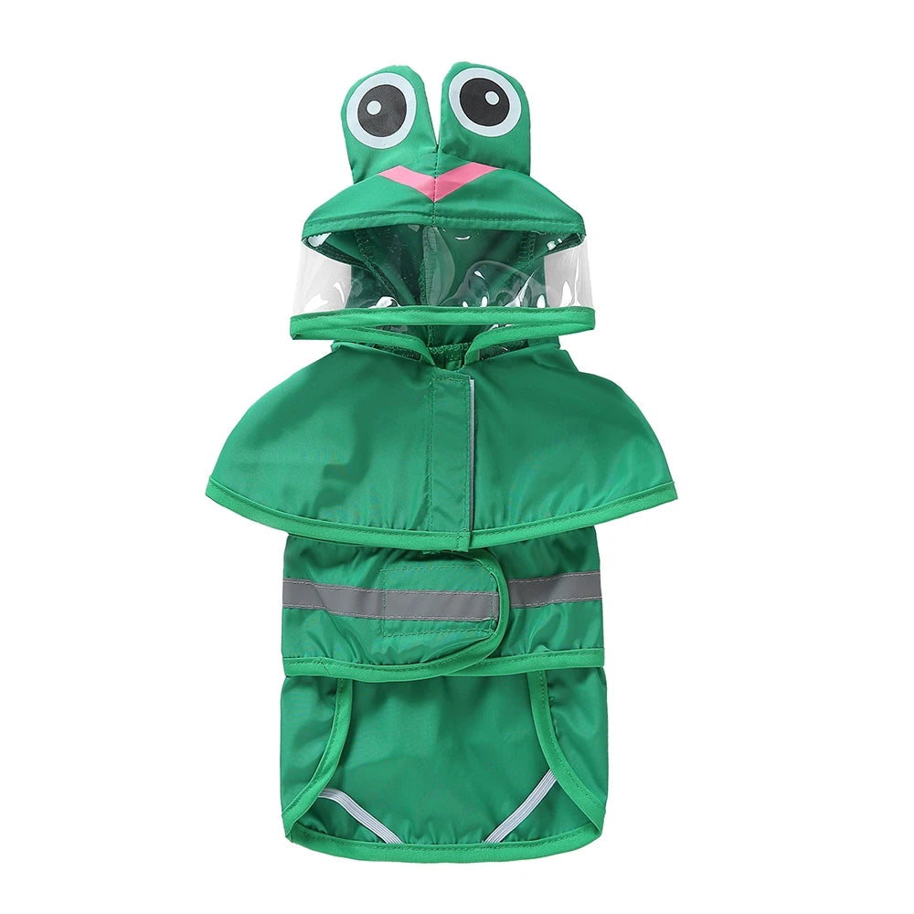 Fashionable Reflective Cute Dog Raincoat Hooded Waterproof Jacket