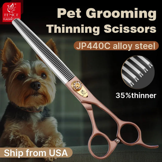 Fenice High-grade 7.5inch JP440C Steel Special pet grooming,  Thinning rate 35%, Shipping From USA