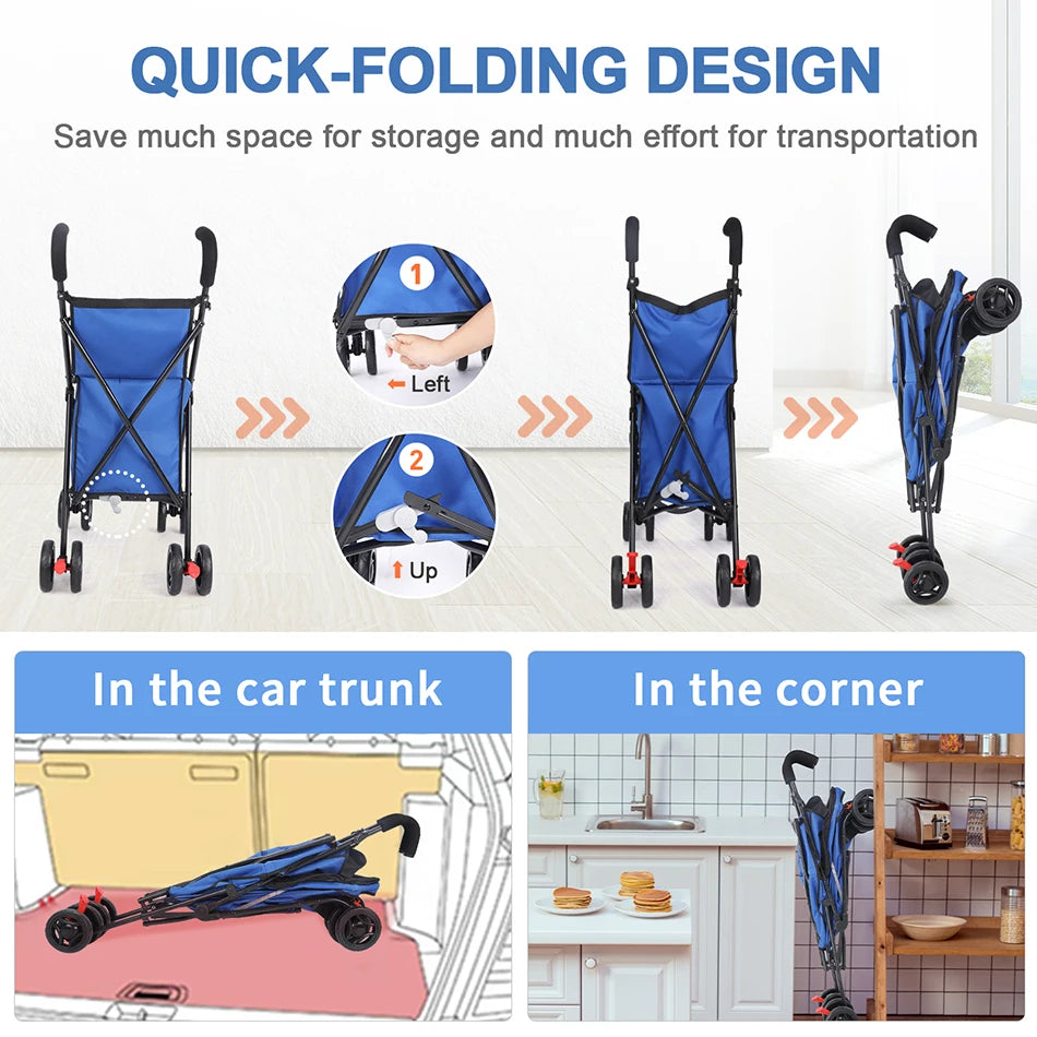 Medium Small Dog Cat  Stroller,  Jogger, Folding Carrier