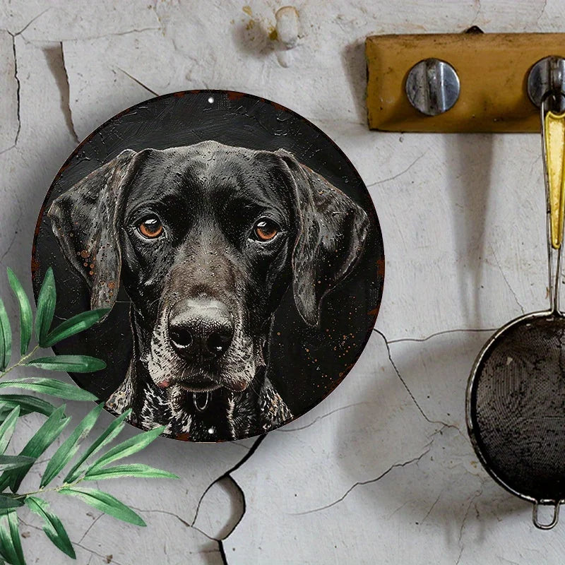 German Shorthaired Pointer Art - 8x8" Round Aluminum Metal Sign
