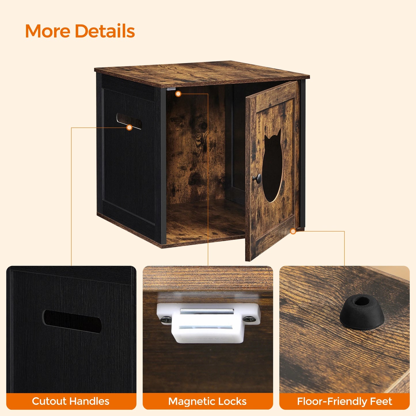 Hidden Litter Box Enclosure Cabinet with Single Door