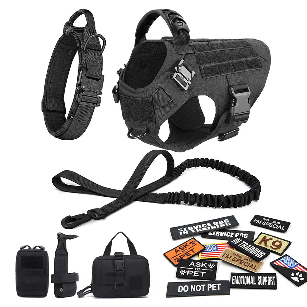 Military Large Dog ,Harness, Collar, Leash, Bags,