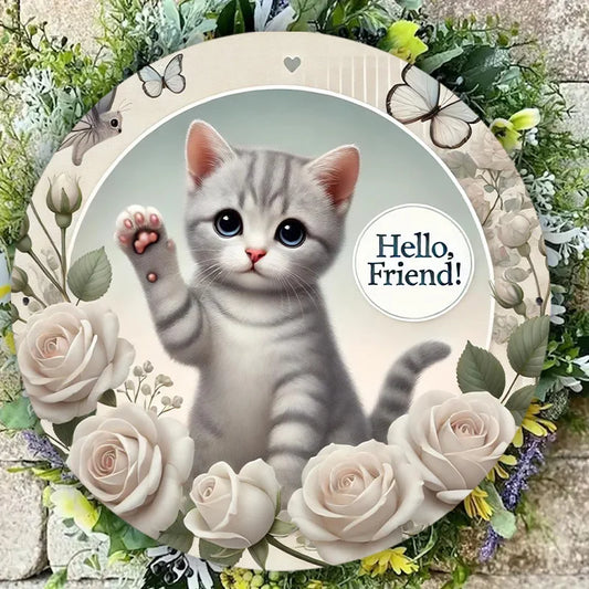 Charming Cat Iron Wall Art - Weatherproof & Durable Aluminum Metal Sign for Home, Cafe, and Apartment Decor