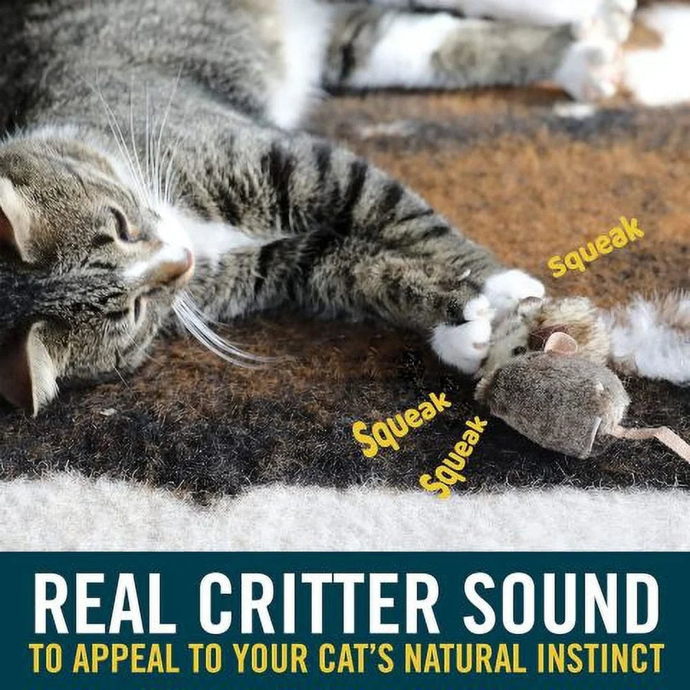 Interactive Catnip Mouse Toy, Pack of 2, Realistic Sound Encourages Active Play