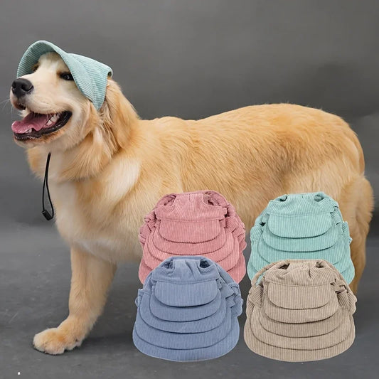 Adjustable Dog Baseball Cap, Soft Breathable Pet Sun Hat with Ear Holes