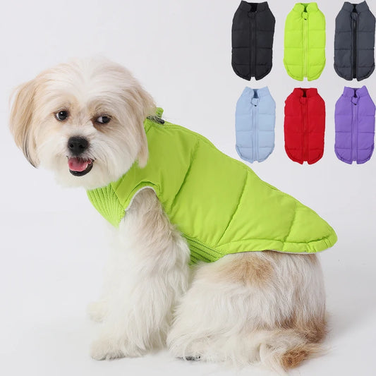 Dog Warm Cotton Coats Back Zipper Windproof for Small Medium Large Dogs Poodle French Bulldog Labrador Outfits