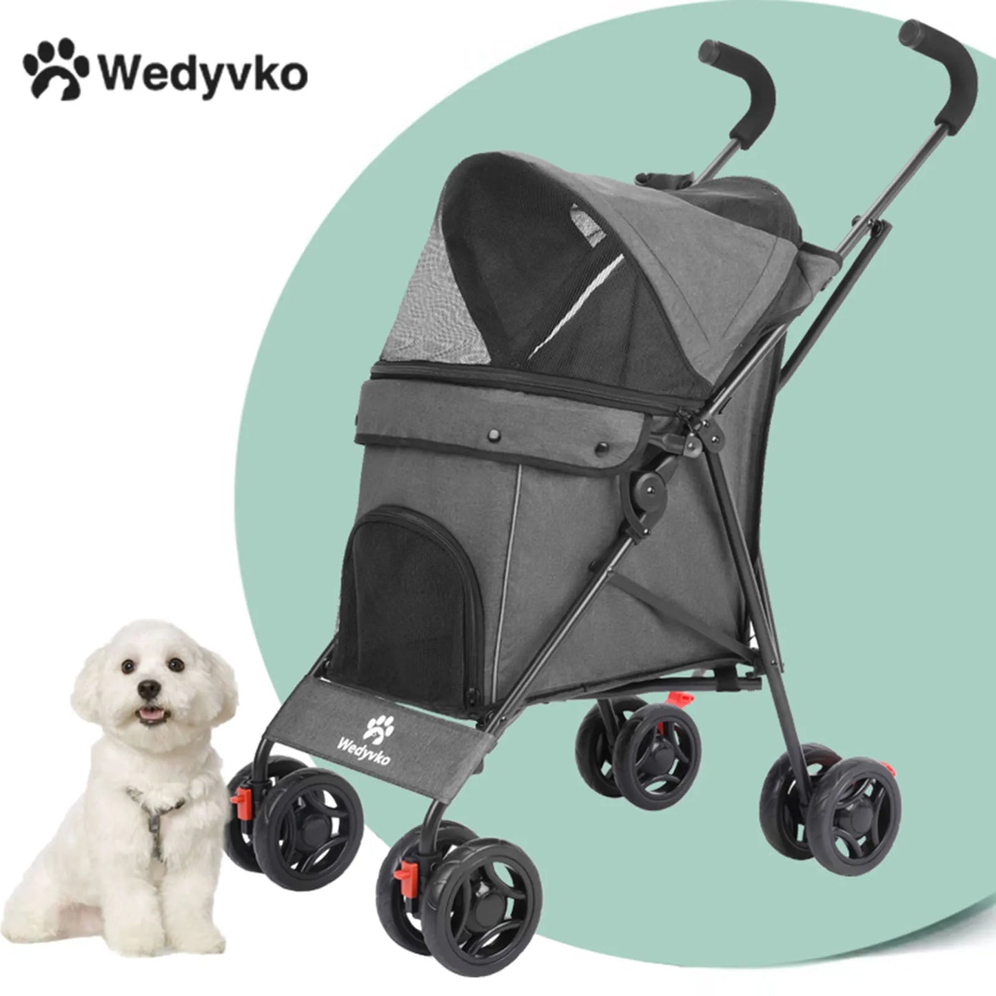 Puppy-Cat-Dog Breathable Stroller, Lightweight, Folding
