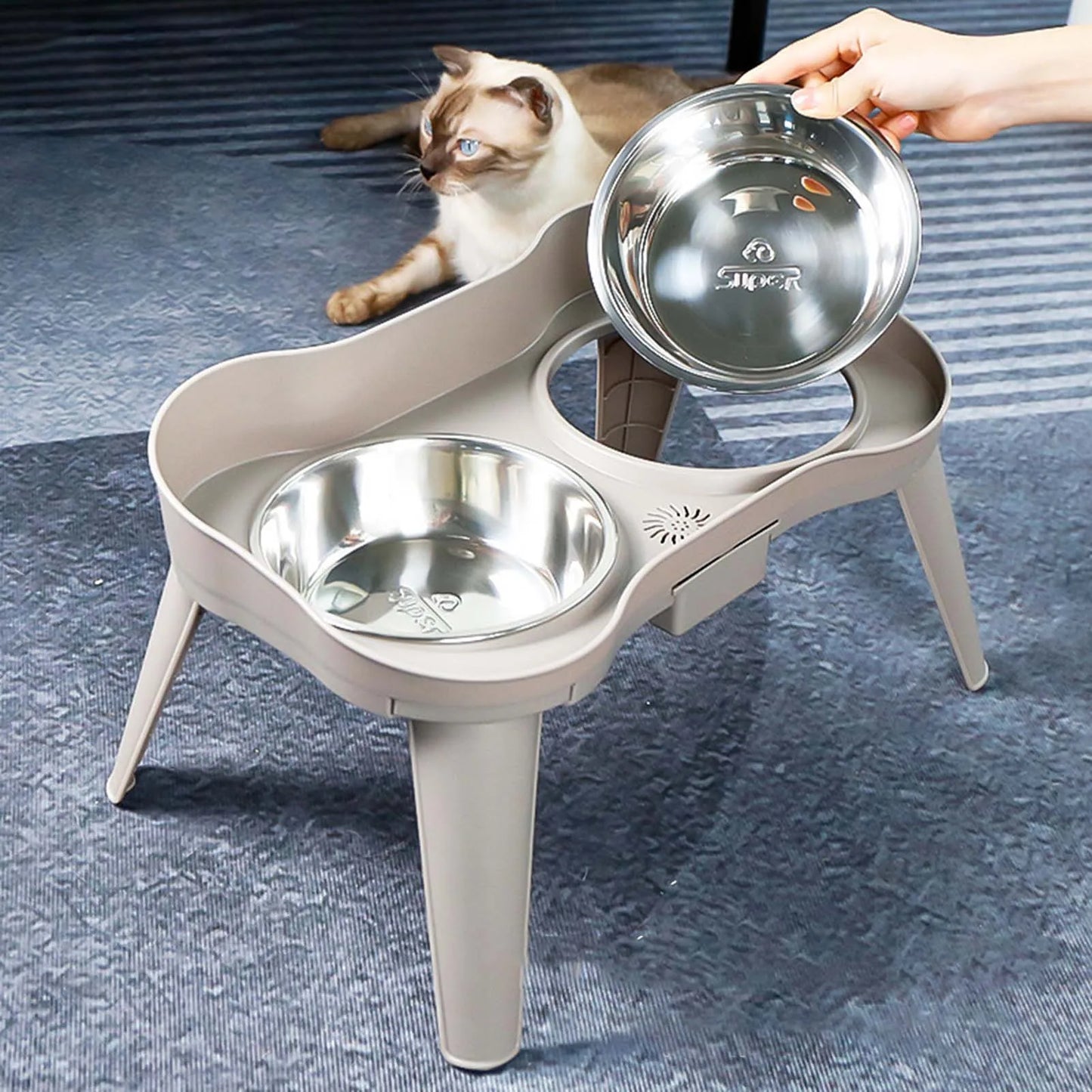 Stainless Steel Elevated Cat or Dog Bowl Non-Slip and No Spill Design for Small Medium Large Dogs