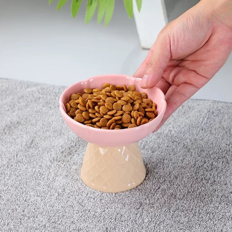 Cat Raised Ceramic Drinking Eating Bowl