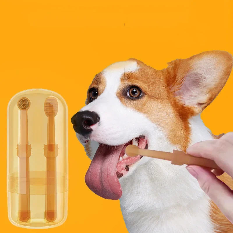 Teeth Whitening Dog Cat Silicone Soft Toothbrush Oral Care
