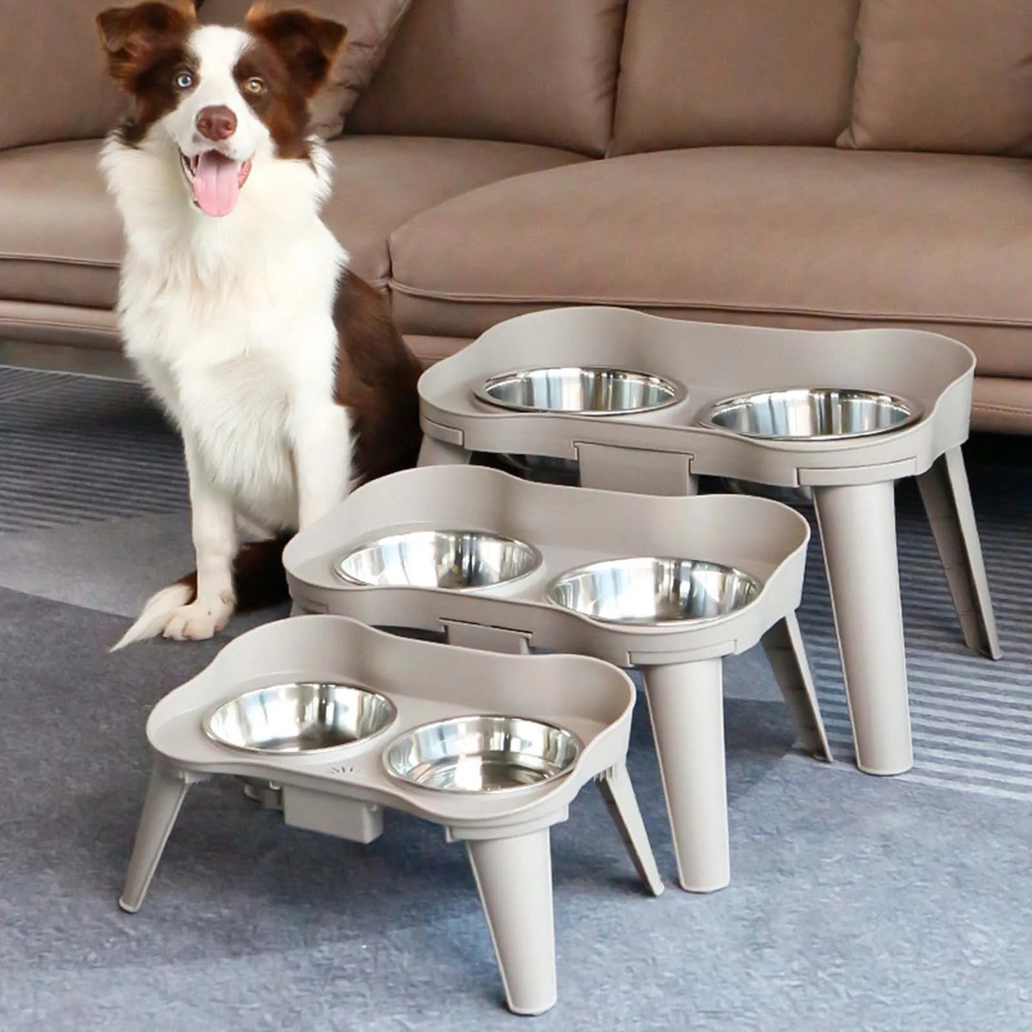 Stainless Steel Elevated Cat or Dog Bowl Non-Slip and No Spill Design for Small Medium Large Dogs