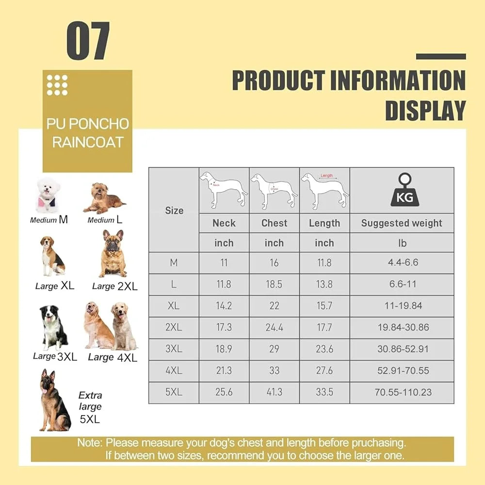 XL Dog Raincoat Waterproof Reflective Adjustable