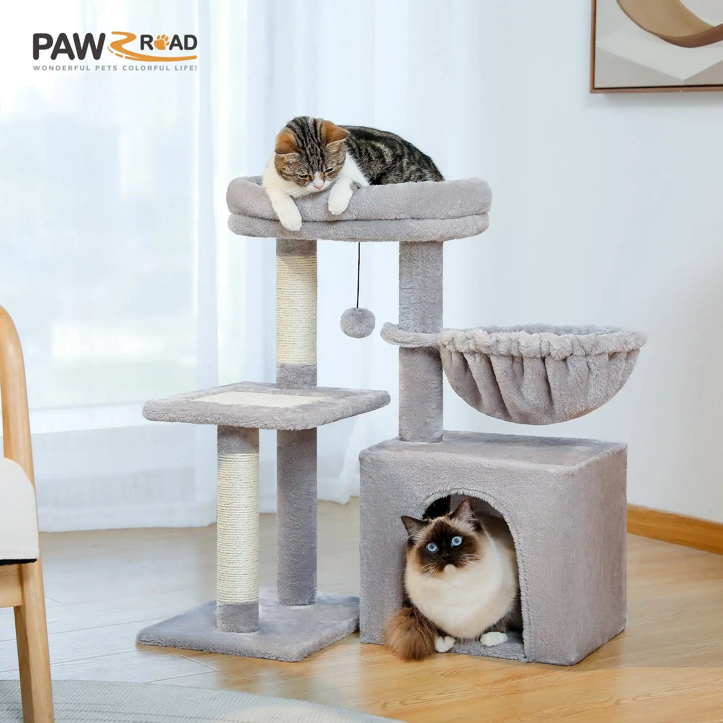 28" Small Cat Tree Tower Cat Condo with Perch And Scratching Post