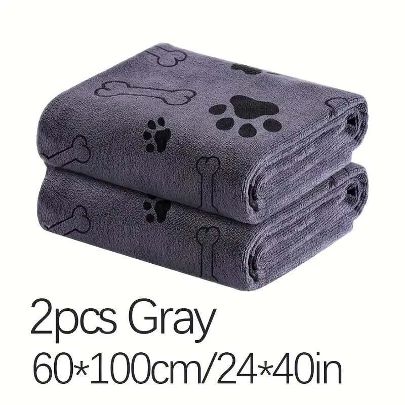 2pcs Soft Microfiber Bath & Grooming Towels For Dogs