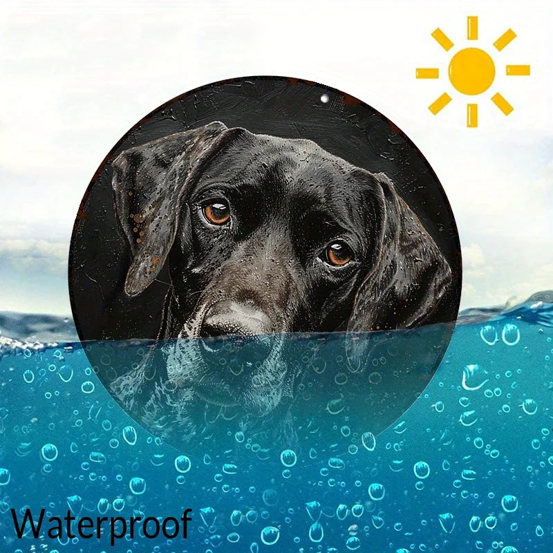 German Shorthaired Pointer Art - 8x8" Round Aluminum Metal Sign