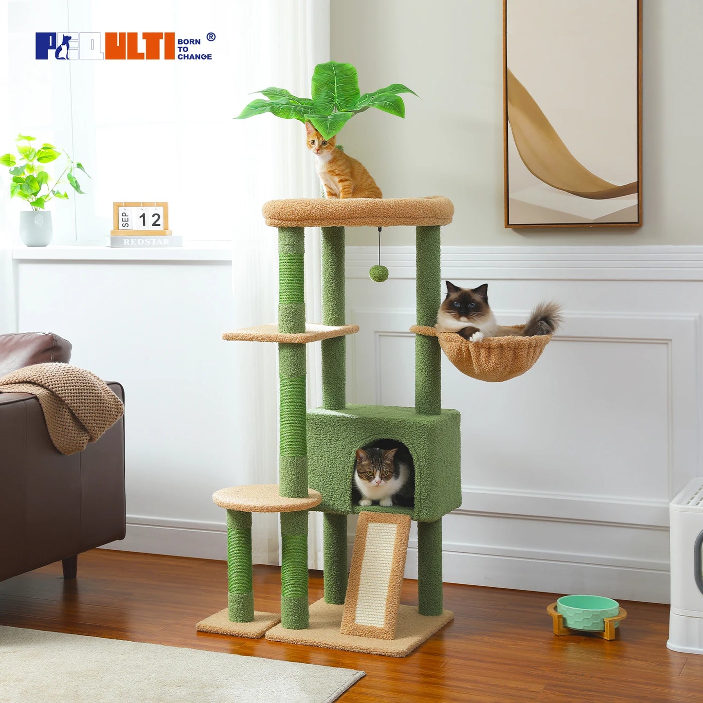 Multi-Level Cactus Cat Tower with Sisal Scratching Posts