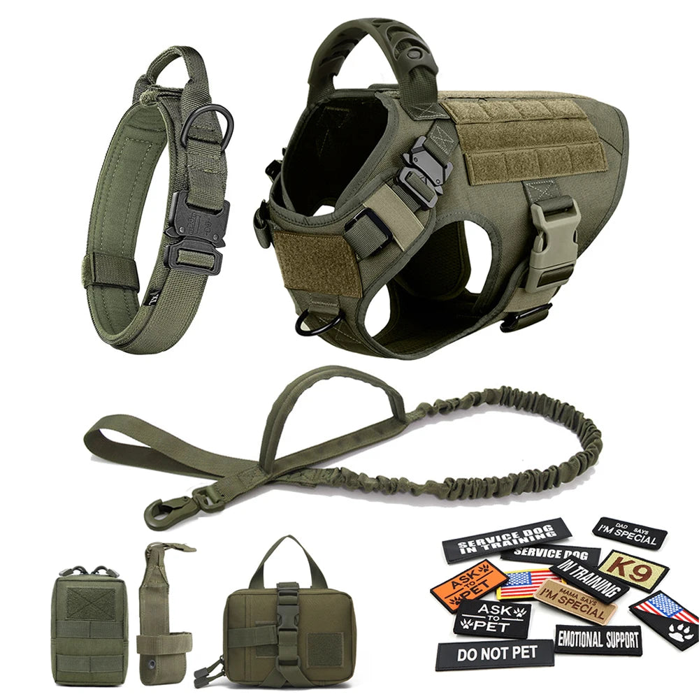 Military Large Dog ,Harness, Collar, Leash, Bags,