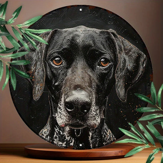 German Shorthaired Pointer Art - 8x8" Round Aluminum Metal Sign