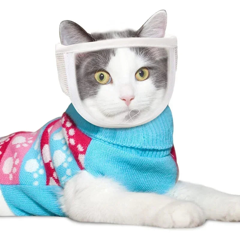 Cat Muzzle, Clear Breathable Bathing Grooming Tool.
