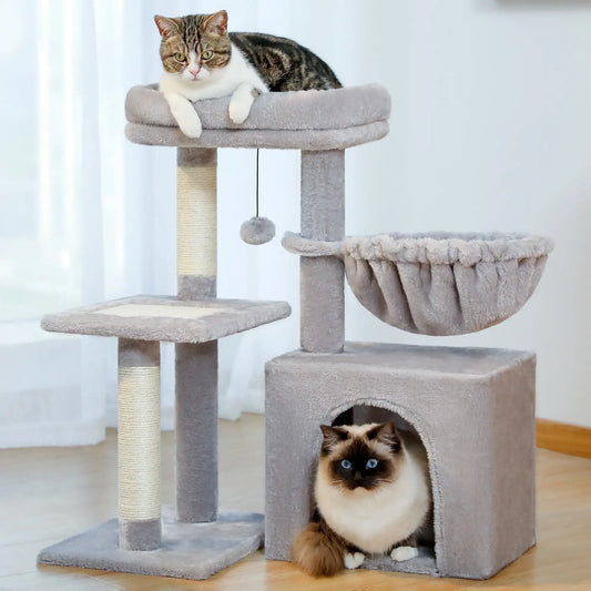 28" Small Cat Tree Tower Cat Condo with Perch And Scratching Post