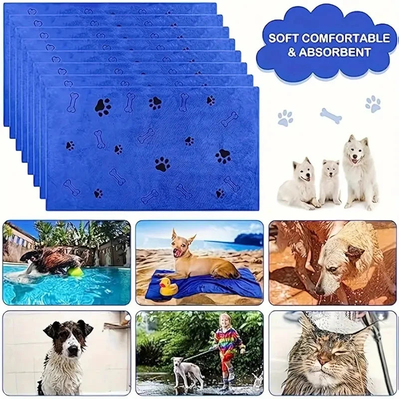 2pcs Soft Microfiber Bath & Grooming Towels For Dogs